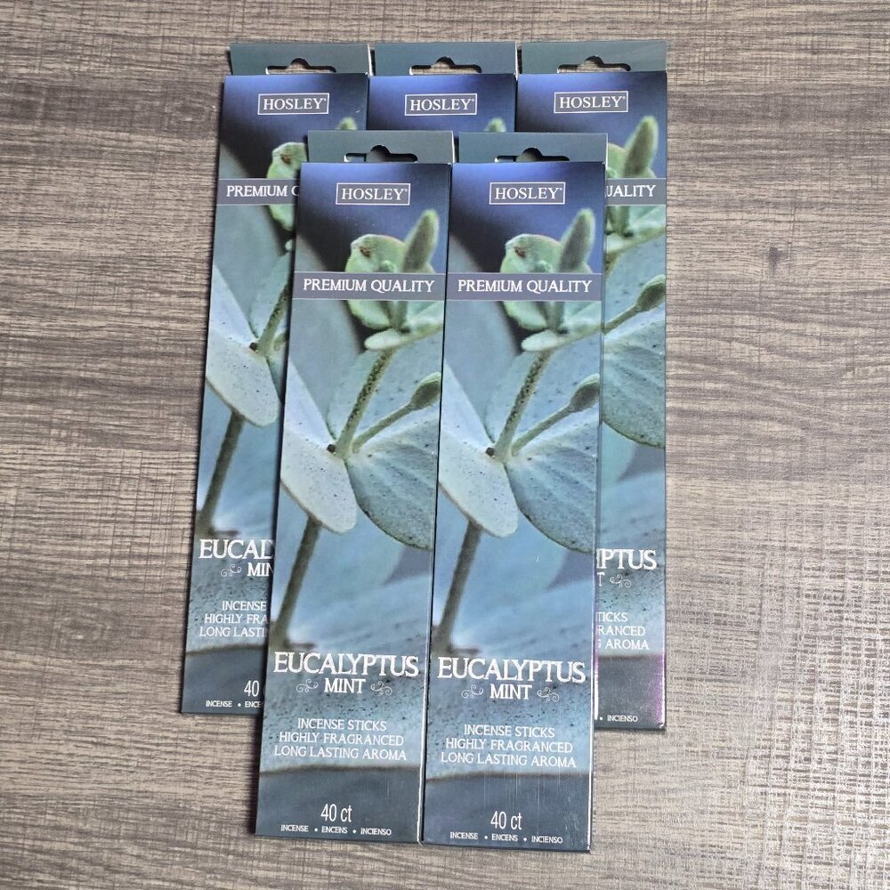 Hosley 5 Pack Incense Sticks - Eucalyptus Mint – Perfect for Meditation